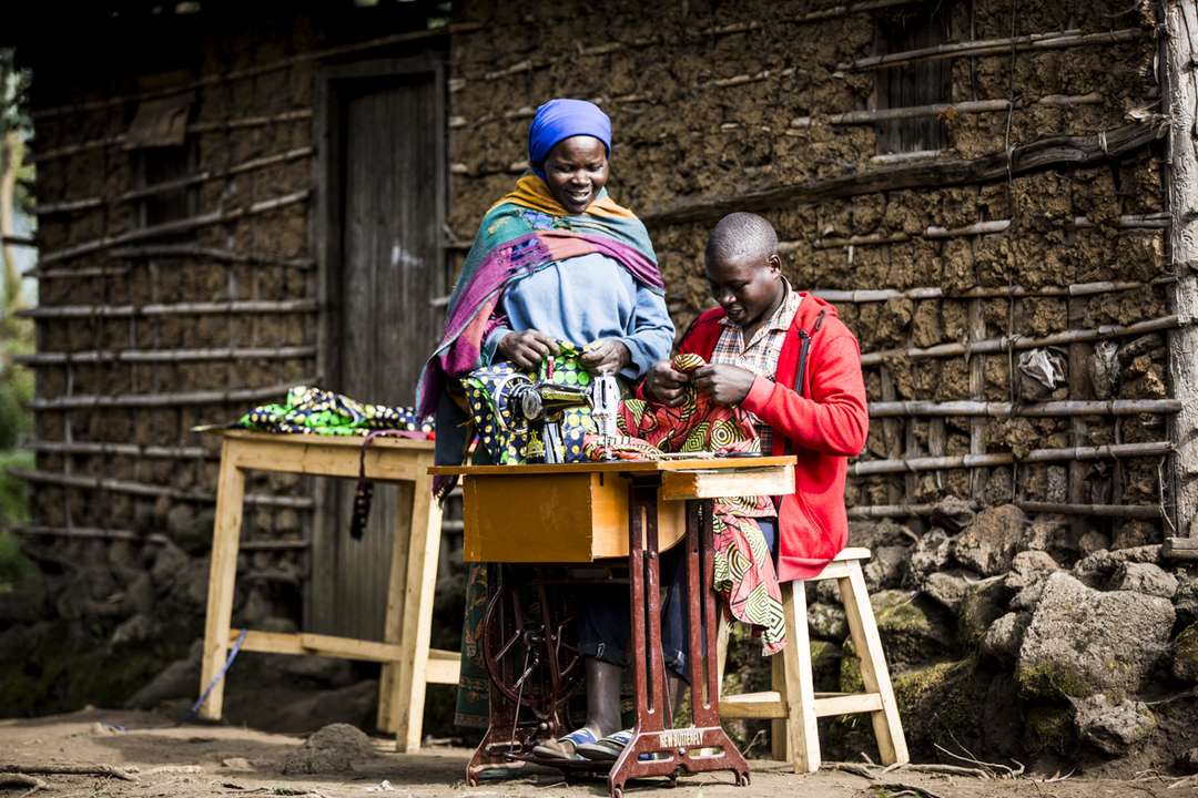 Local residents photographed in the village near Bisate Lodge.