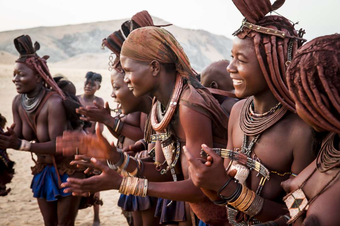 people, women, Namibia, Himba women dancing, , Additional-Rights